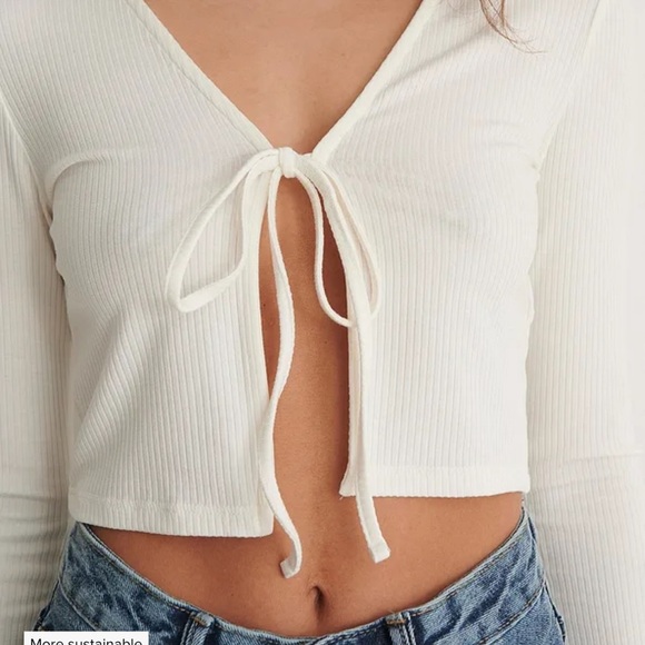 NWOT RARE NastyGal Open Tie Cardigan in Cream Size M - Picture 4 of 16